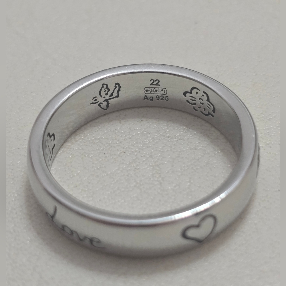 Unisex Gucci Blind For Love Silver Band Ring Size   9 US - Picture 2 of 12
